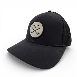 Mizuno Crossed Clubs Golf Hat Black Meshback Adjustable Snapback 110 Flexfit Cap